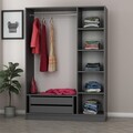 Dulap pentru haine, Minerva, Kale Anthracite Black, 135x210x52 cm, PAL, Antracit / Negru