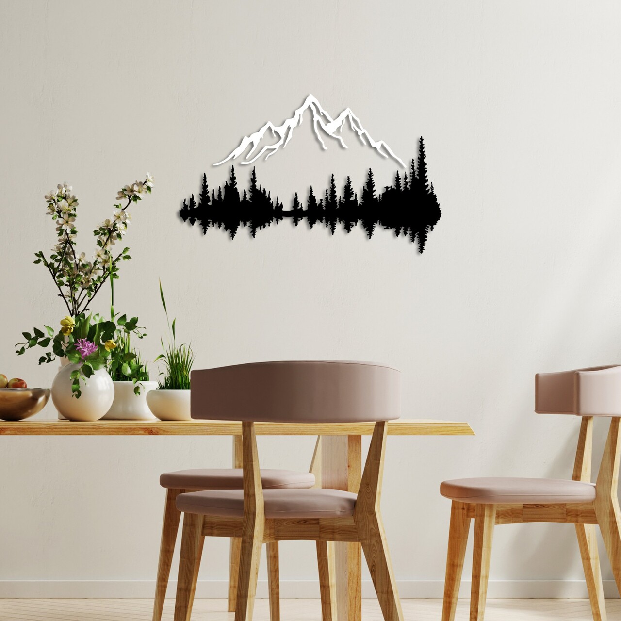 Decoratiune de perete, Nature And Mountain, Dimensiune: 52 x 20 cm (1 bucată), Alb/Negru - view 3