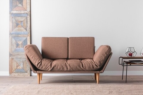 Canapea extensibila Nina Daybed, Futon, 3 locuri, 200×70 cm, metal, maro dechis Futon