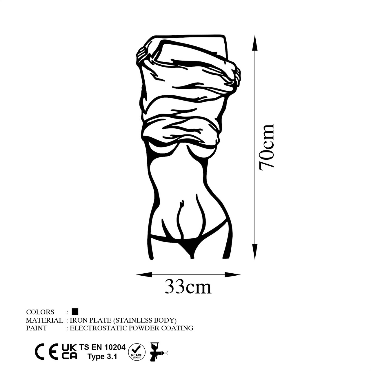 Decoratiune de perete, Undressing Woman, Dimensiune: 33 x 70 cm, Negru - view 6
