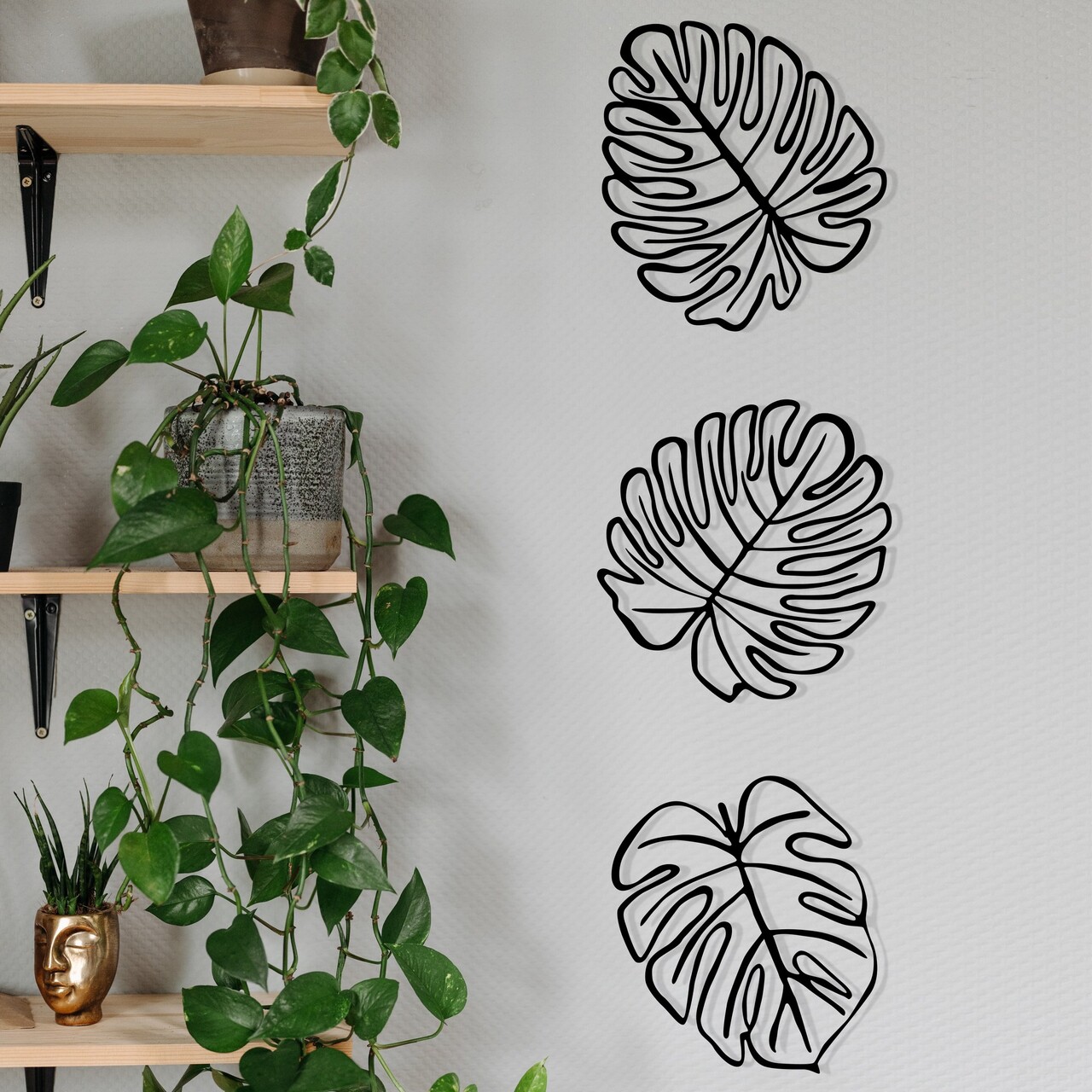 Decoratiune de perete, Tropical, Leef Nr. 1: 36,5 x 33,5 cm (1 bucată) , Negru - view 2