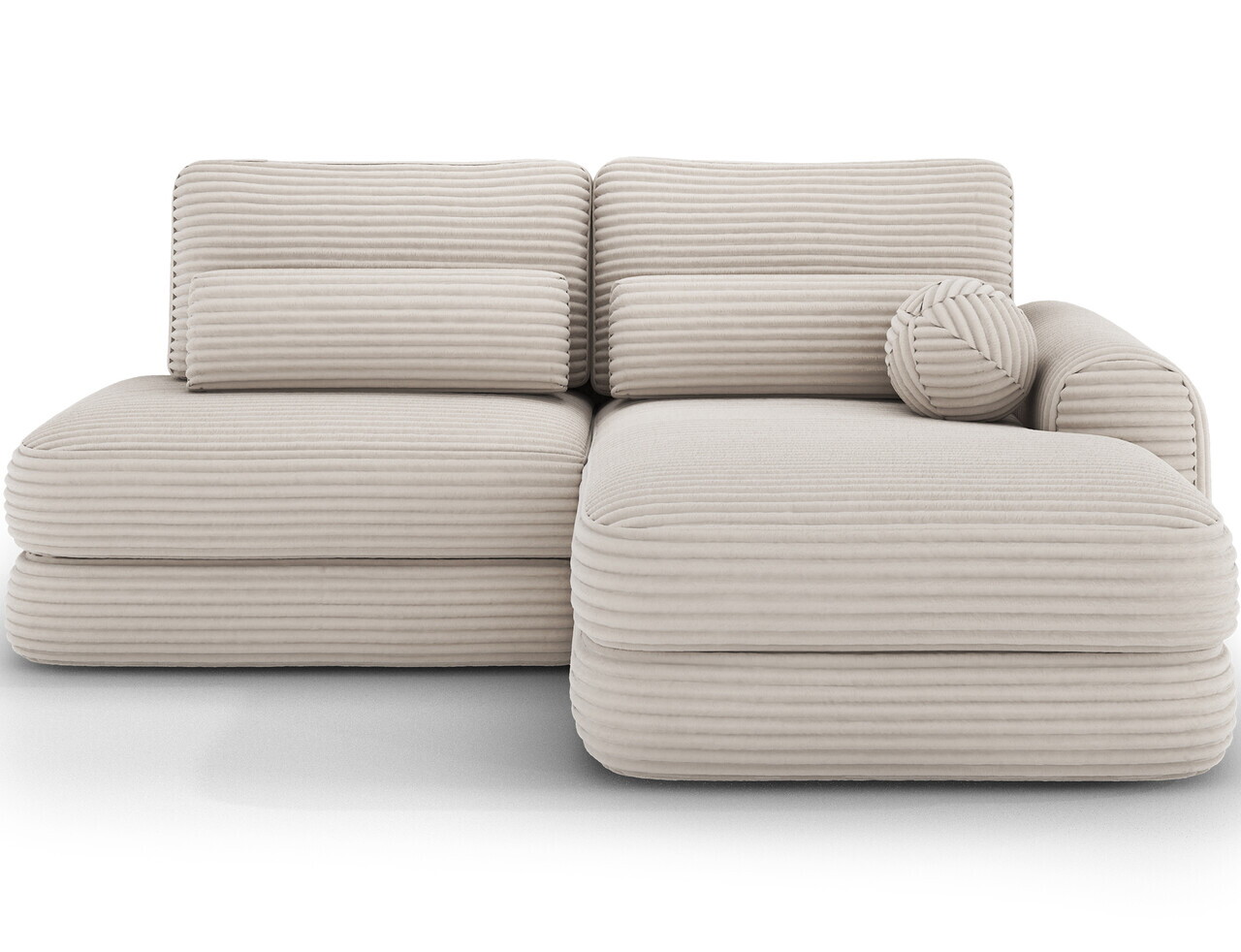 Coltar extensibil dreapta 3 locuri ELTAP, Ripeli, 217x175x96 cm, lemn/catifea din poliester, alb — imaginea 4