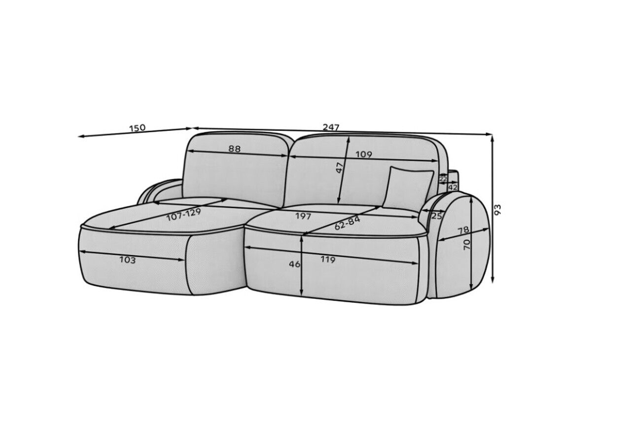 Coltar extensibil stanga 3 locuri ELTAP, Tesalia, 240x150x93 cm, lemn/tesatura boucle, bej inchis — imaginea 12