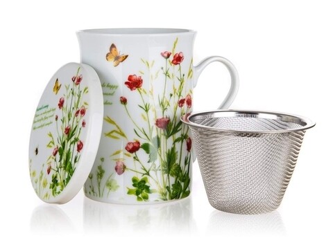 Cana cu infuzor si capac, Meadow Flowers, Banquet, 300 ml, ceramica