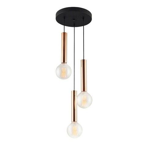 Lustra Tubo, Maison in Design, 3 x E27, 40W, negru/auriu