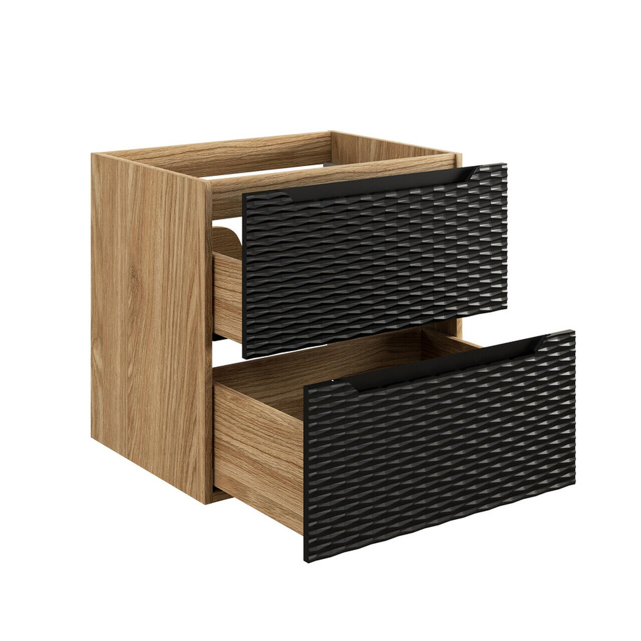 Set mobiler baie, dulap cu lavoar, 60 cm, Ocean Black, Comad, MDF/PAL laminat, negru mat/stejar — imaginea 4