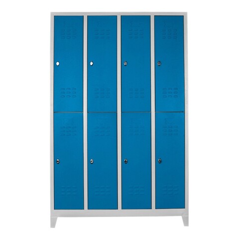 Dulap de depozitare cu incuietoare, Shelvoria, Js1030Ma, 128x200x37 cm, Otel, Gri/Albastru