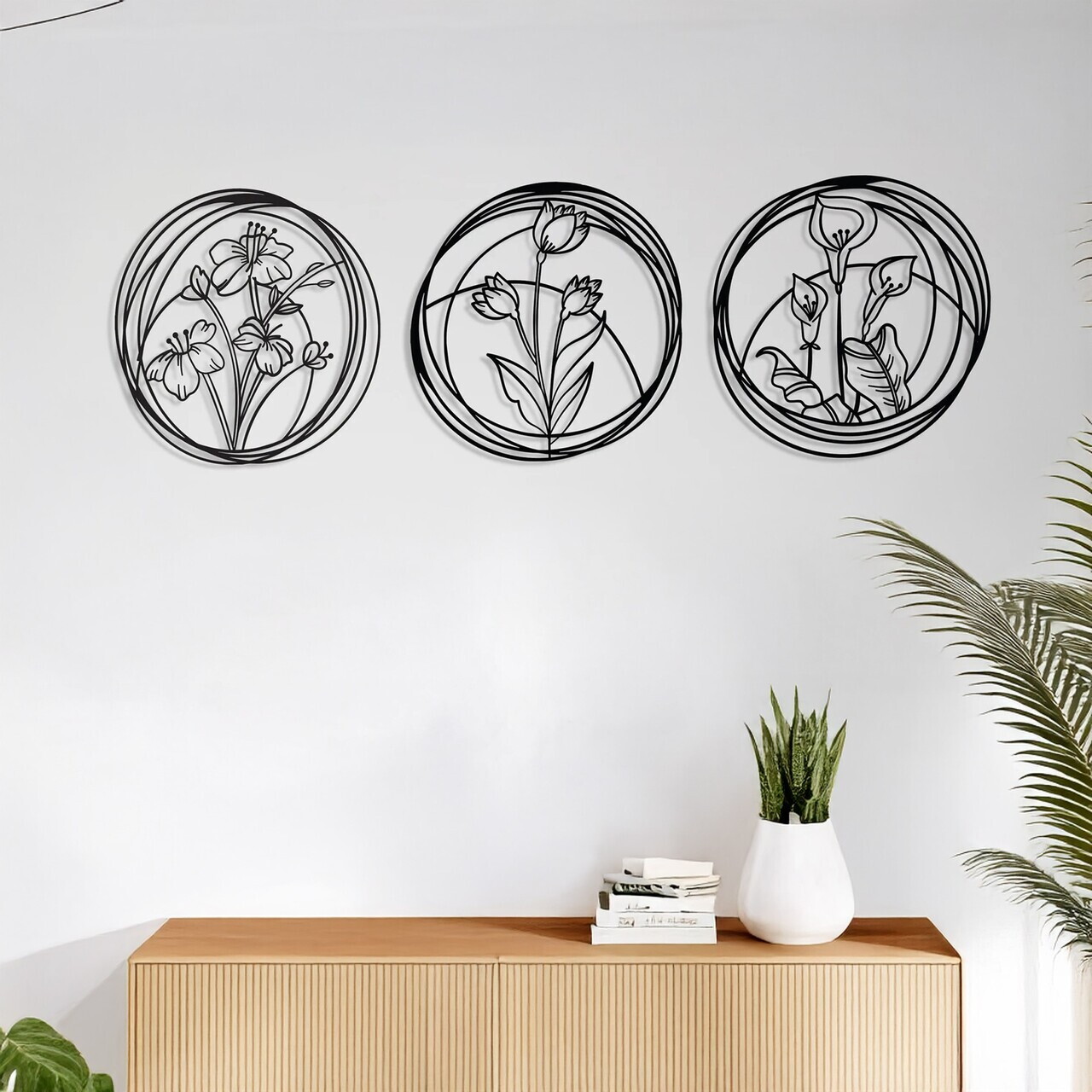 Set de accesorii decorative de perete din metal, DCV-1090-MT, 30 x 30 cm, 3 piese, Negru — imaginea 3