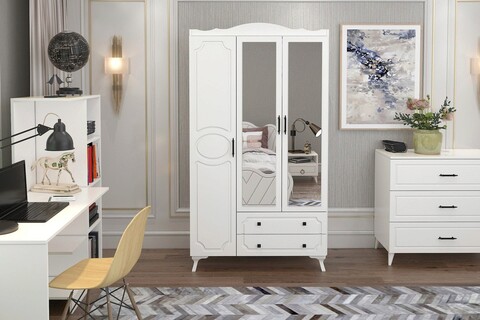 Dulap pentru haine, Glenevis, Mihra 213, 105x188x50 cm, Alb 105x188x50 imagine 2022
