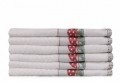 Set 6 prosoape 30x50 cm, 100% bumbac, Saheser,Bordürlü Beyaz  Kırmızı Mantar