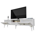 Comoda TV, Olivia, Yumedi, 150x50x30 cm, PAL , Alb/Auriu
