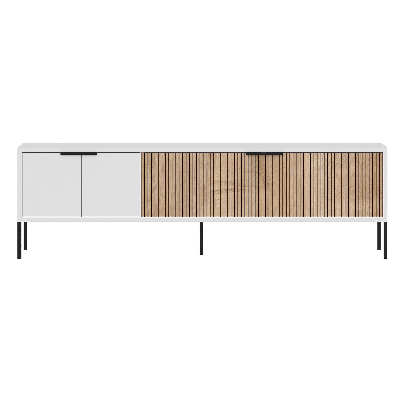 Comoda TV, Odessa, Noah, 150x45x30 cm, Alb / Ratan - 2 | YEO