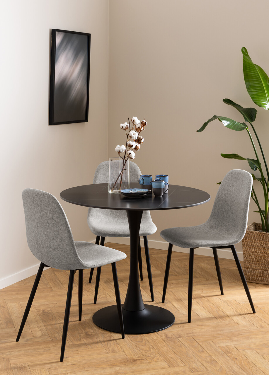 Scaun Celia, Actona, 44x54x86 cm, poliester/otel, gri deschis/negru mat - view 6