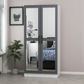 Dulap pentru haine, Minerva, Kale Mirror Anthracite White, 90x190x52 cm, PAL, Antracit/Alb