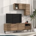 Comoda TV cu raft, Decortie, Heaton, pal melaminat, maro
