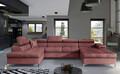 Coltar extensibil stanga 5 locuri ELTAP, Edr-13, Eduardo, 337x205x88 cm, lemn/poliester, roz inchis