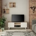 Comoda TV, Homitis, Trap Tv - White, Oak, 33x122x49 cm