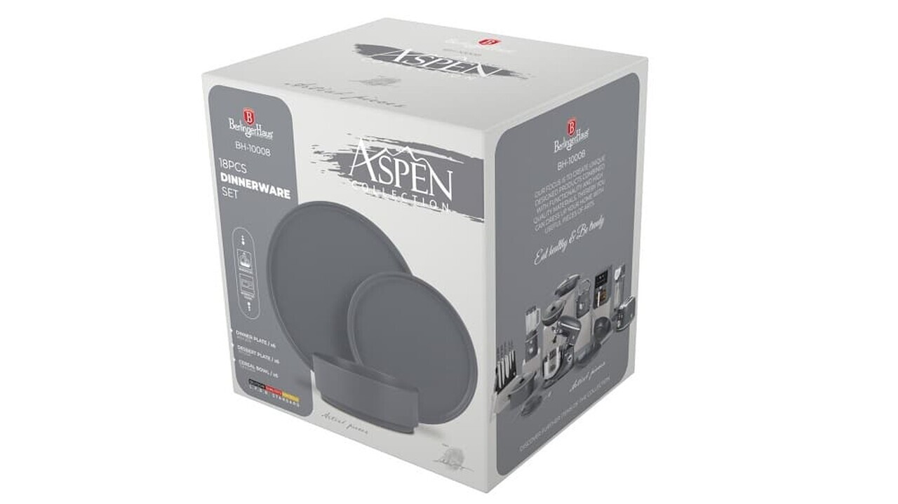 Serviciu de masa 18 piese Berlinger Haus, Aspen, ceramica, gri mat - imagine 2