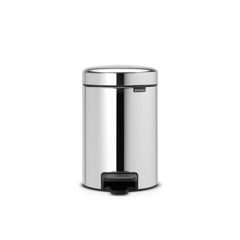 Cos de gunoi cu pedala, Brabantia, NewIcon Brilliant Steel, 3 L, 23.5x16.8x26.4 cm, otel, argintiu