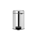 Cos de gunoi cu pedala, Brabantia, NewIcon Brilliant Steel, 3 L, 23.5x16.8x26.4 cm, otel, argintiu