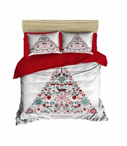 Lenjerie de pat dubla Xmas-455 Pearl Home, 3 piese, amestec bumbac, multicolor