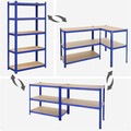 Set 2 rafturi modulare pentru depozitare, Songmics, max 875 kg, 90x40x180 cm, MDF/otel, albastru