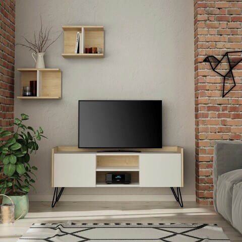 Comoda tv, homitis, klappe tv stand, stejar alb