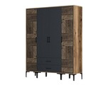 Dulap pentru haine, Hommy Craft, Kumsal PTP, 160x47.5x201.4 cm, PAL, Nuc / Antracit
