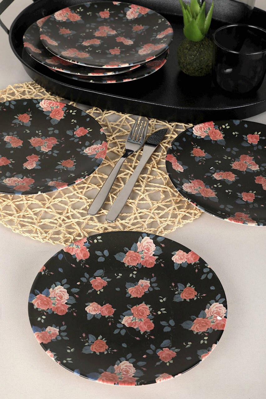 Set farfurii pentru desert, Keramika, 275KRM1261, Ceramica, Roz/Negru