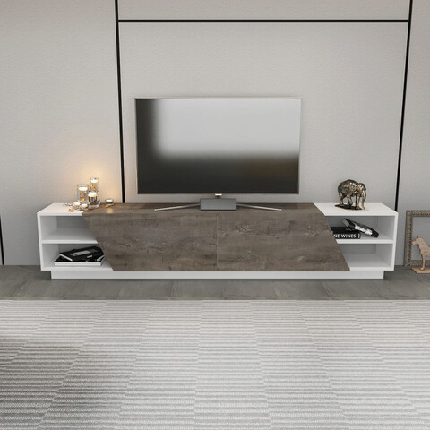 Comoda tv, retricy, rhodes, 240x37.1x47.4 cm, pal, alb / wenge