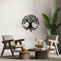 Decoratiune de perete, Tree Of Life, Metal, Dimensiune: 71 x 69 cm, Negru