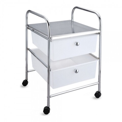 Carucior pentru depozitare cu 2 sertare confortime, 33x32.5x45.5 cm, metal, alb