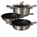 Set oale și tigăi din aluminiu forjat și marmură, 4 piese, Berlinger Haus, Carbon