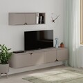 Comoda TV cu raft, Decortie, Spark, pal melaminat, mocha