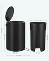Cos de gunoi cu pedala 3L, Songmics, 23.8x18.8x25.7 cm, otel/plastic, negru