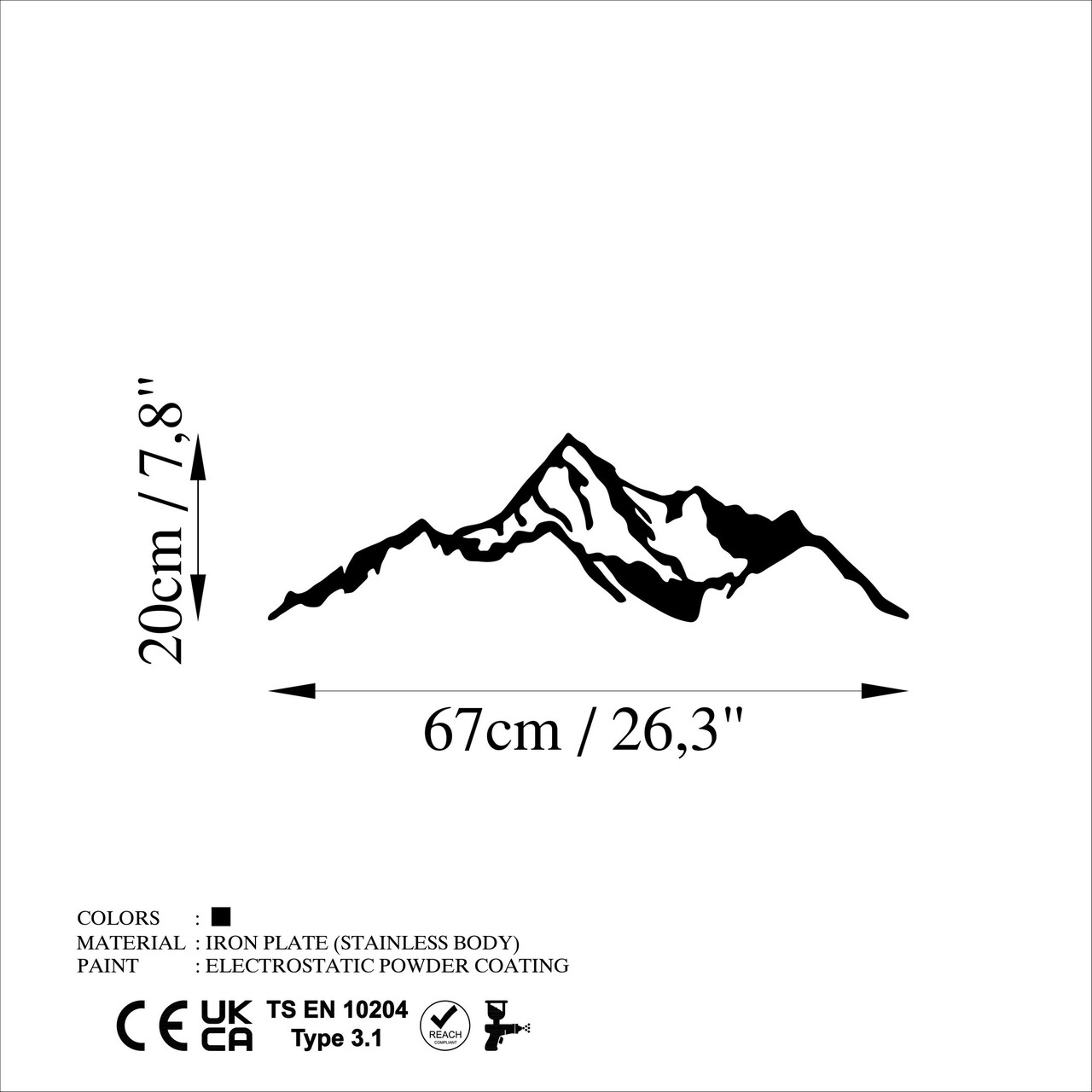 Decoratiune de perete, Mountain, Dimensiuni: 67 x 20 cm, Negru - view 6