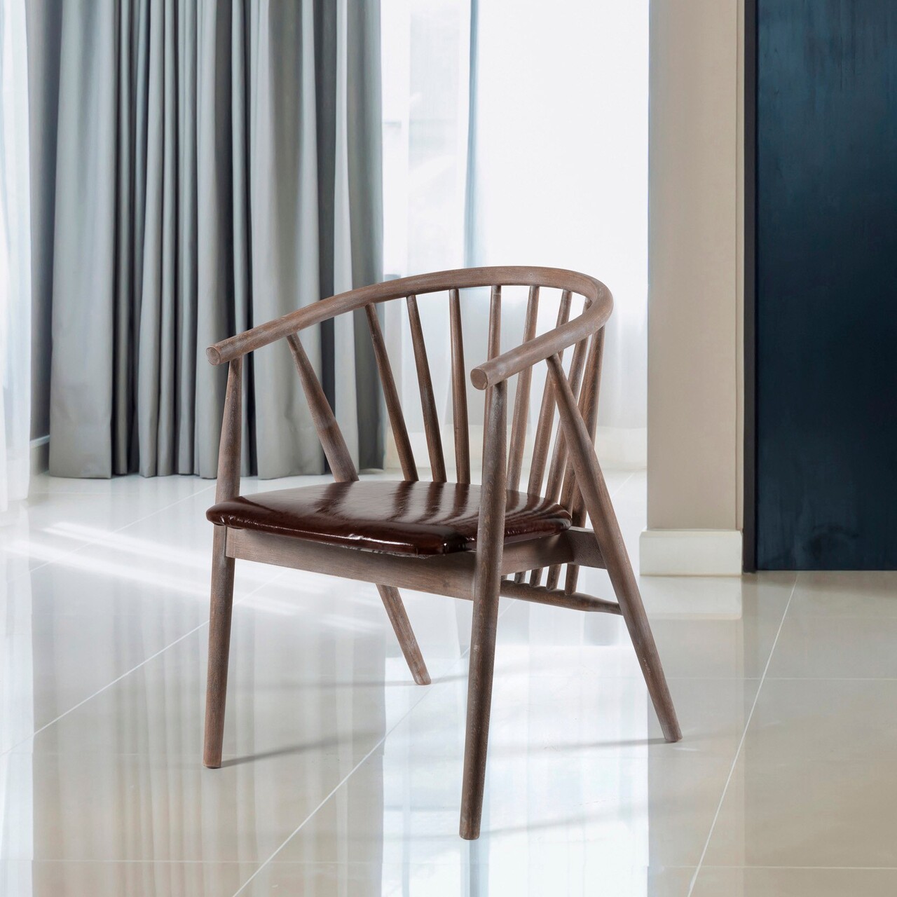 Scaun, Fairfax, Albero49, 55x77x47 cm, Lemn masiv , Antichizat/Maro - 1 | YEO