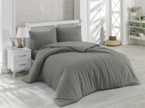 Lenjerie de pat dubla, dark grey, patik, bumbac ranforce
