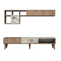 Mobilier pentru living Milan Walnut, Hommy Craft, 3 piese, 180x35x40 cm, maro/alb