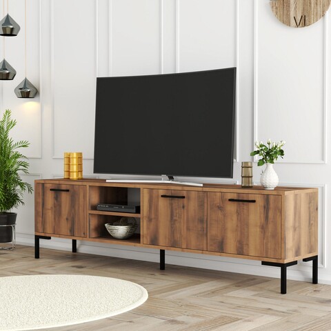 Comoda TV, Mezza, Aurora 1592, 150 X52 X 34 Cm, Pal Melaminat, Nuc