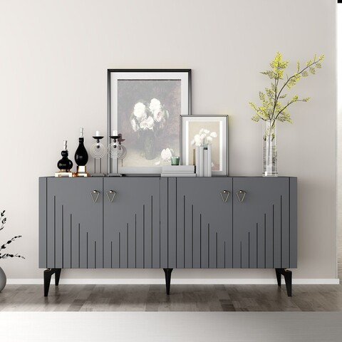 Consola, Hanah Home, Meda, 150x79x40 cm, PAL , Antracit / Aur
