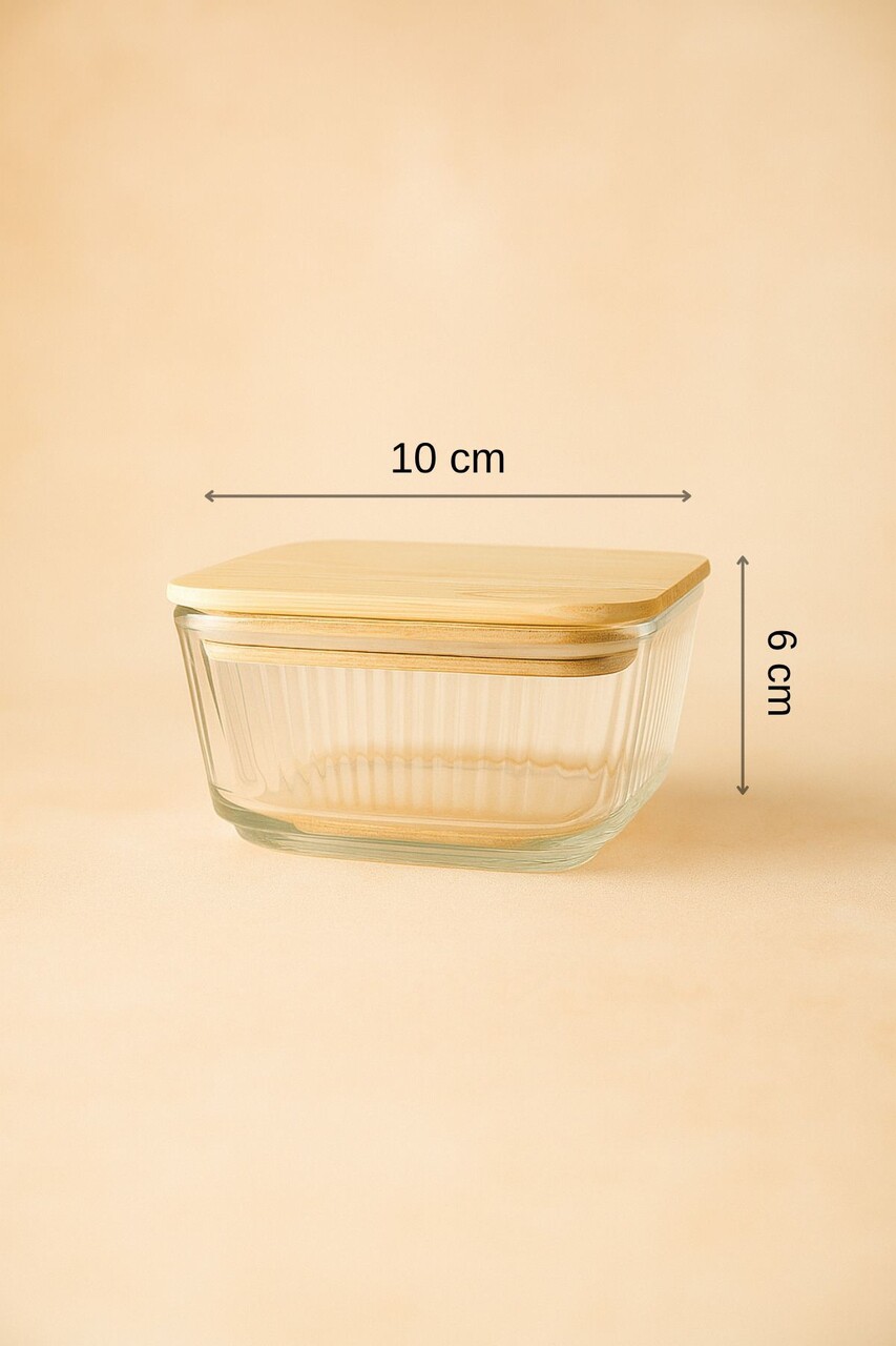 Set recipiente depozitare, Hermia, 409PBH1420, Capac din bambus: (4 bucăți), Transparent - imagine 6