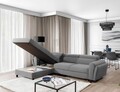 Coltar extensibil stanga 4 locuri ELTAP, Mari-14, Mariall, 288x200x92 cm, lemn/poliester, gri