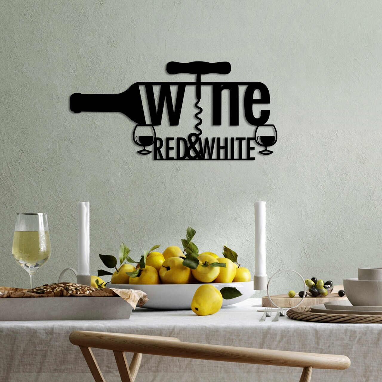 Decoratiune de perete, Red & White, Dimensiune: 58 x 27 cm , Negru — imaginea 2