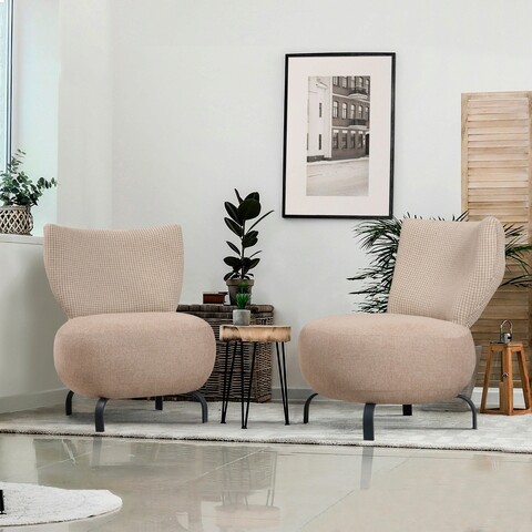 Set scaune cu aripă, unique design, 867unq1067, lemn de carpen, crem