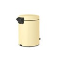 Cos de gunoi cu pedala, Brabantia, NewIcon Mellow Yellow, 5 L, 27.2x20.5x29.1 cm, otel, galben pastel