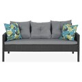 Set mobilier pentru gradina/terasa, Clary, 6 piese, otel/fibre sintetice, negru/gri