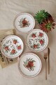 Set farfurii pentru desert, Hermia, 275KRM2574, Dimensiune: 20 cm (4 bucăți), Alb/Rosu