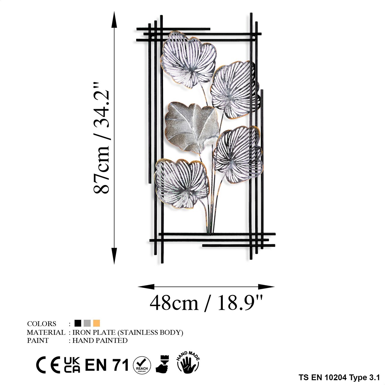 Decoratiune de perete, Daiyu 2, Dimensiuni: 48 x 87 x 4 cm, Multicolor - view 7