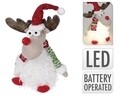 Decoratiune luminoasa Reindeer, 14x22 cm, poliester, alb/rosu